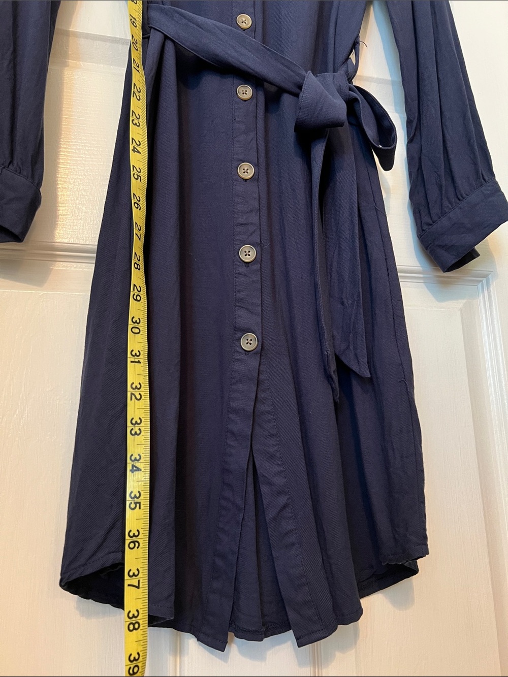 Navy Blue Utility Belted Button Front Shirt Dress in Sz. Small - Picture 3 of 9